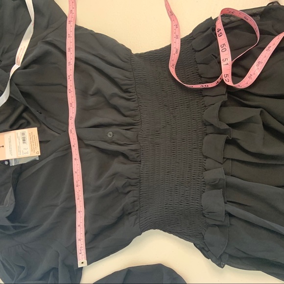 MISSGUIDED BLACK SHIRRED WAIST SHIRT DRESS NWT 8 - Picture 9 of 10